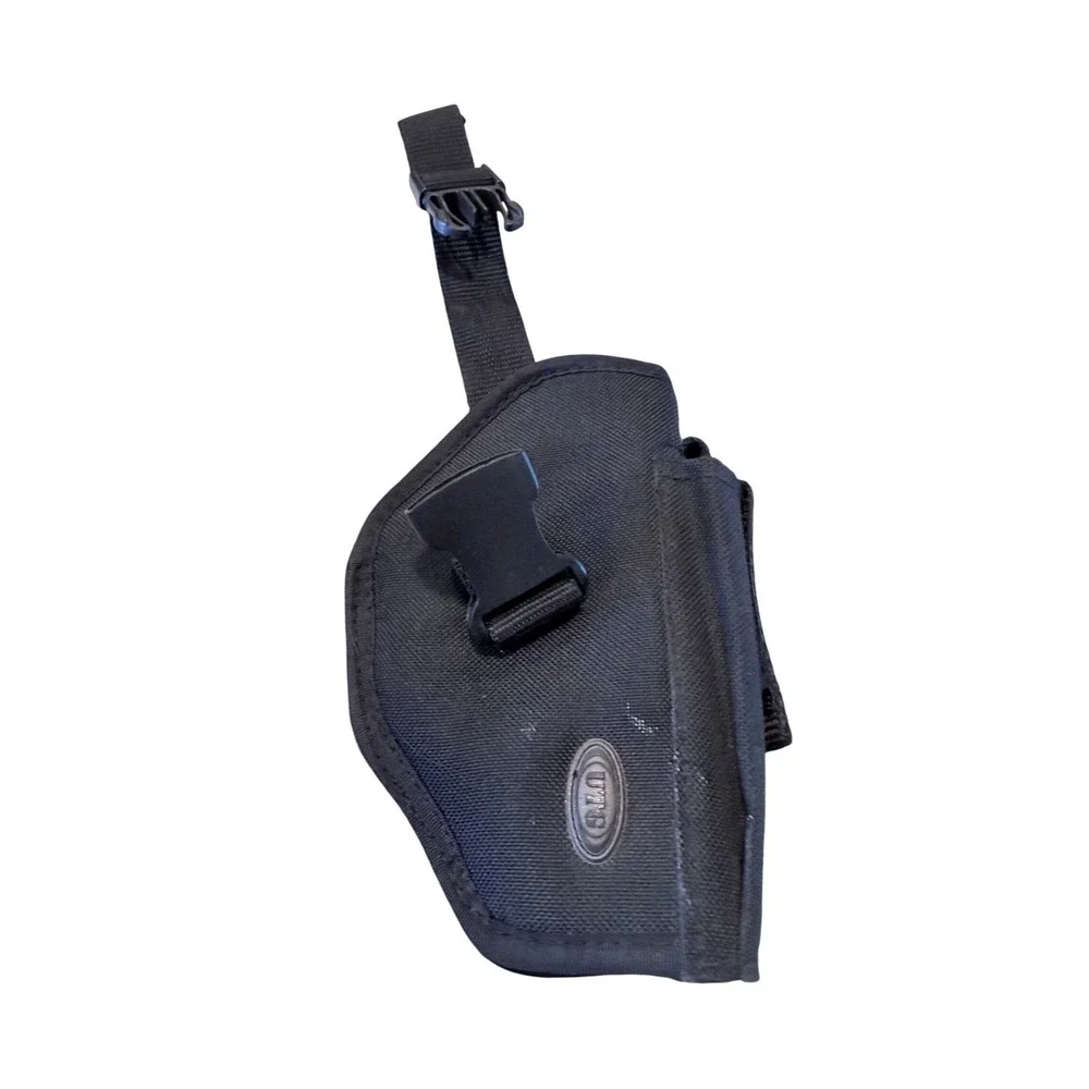 UTG Black Nylon Tactical Holster with Adjustable Buckle Strap and Side Pouch